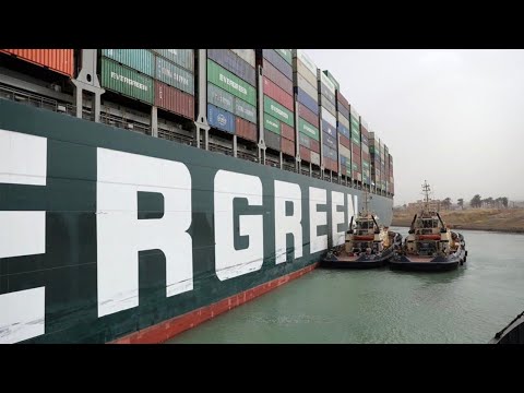 Container ship in the Suez Canal is set free