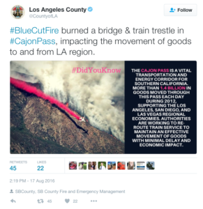 LA County Tweet Blue Cut Fire