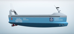 1st automated, electric, emission free container ship by Yara International & Kongsberg Gruppen