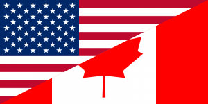 American & Canadian flags