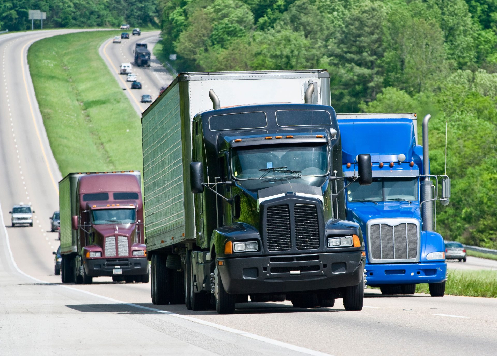 Trucks on an interstate highway