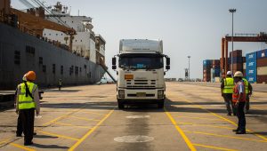 dockworkers at terminal