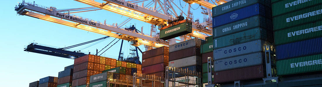 international shipping port cranes & containers