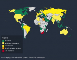 freight shipping capacity by country during COVID-19