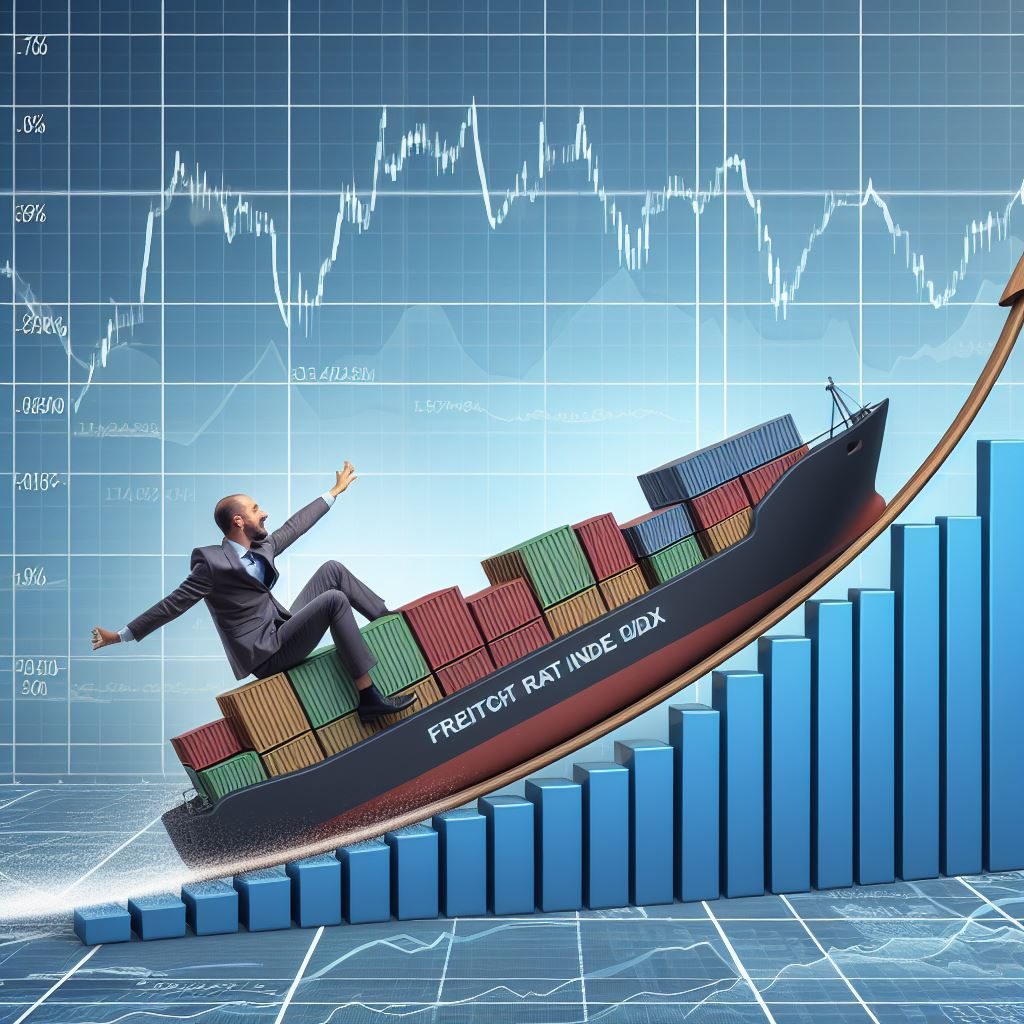 shipper riding container ship on a freight rate index