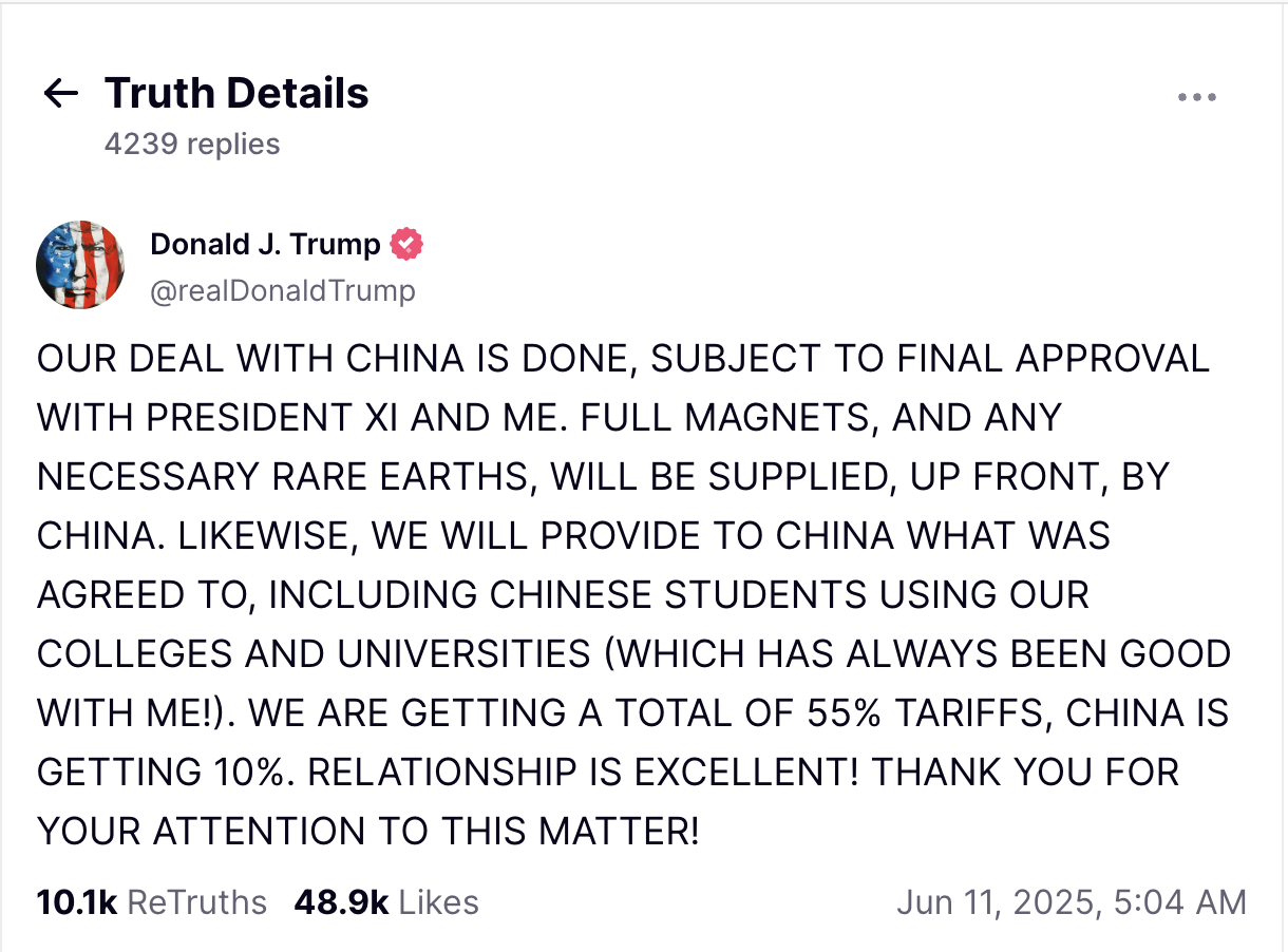 President Trump Deal with China Announcement